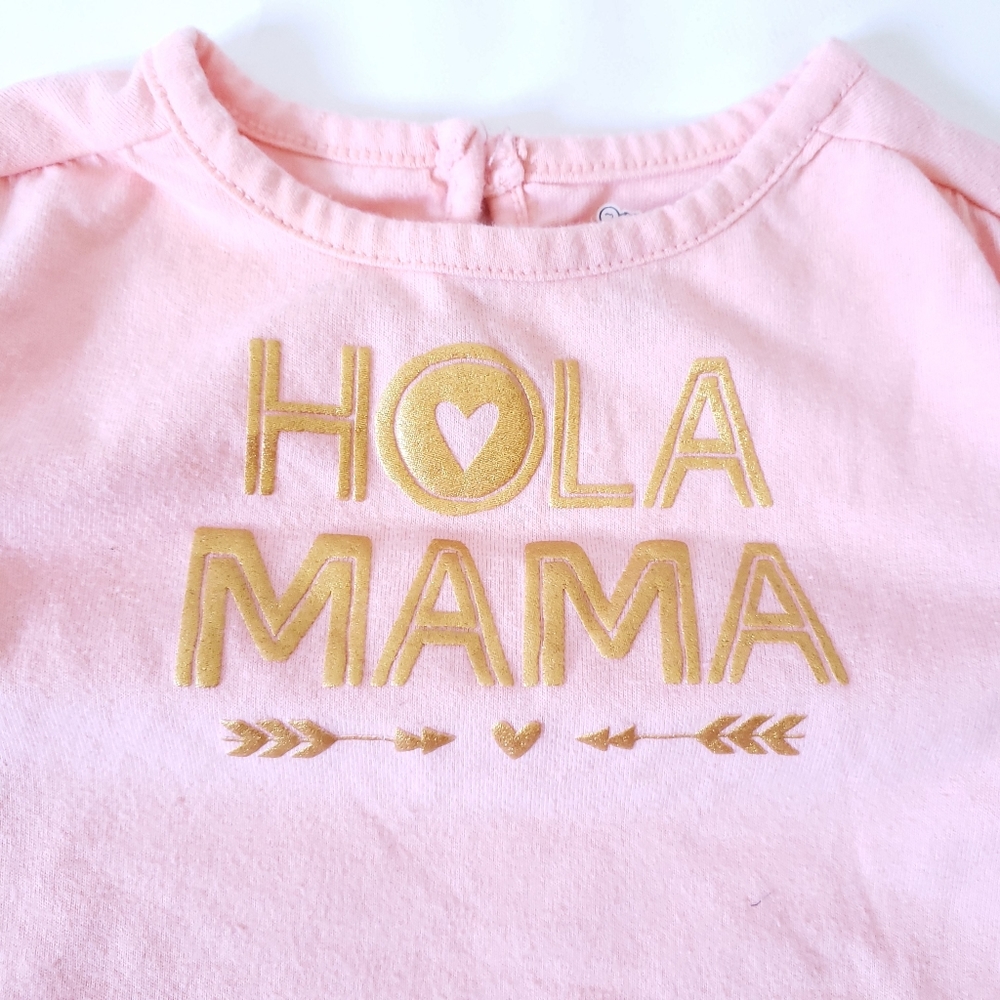6-9M Onesie "Hola Mama" Rolled Sleeves Spanish